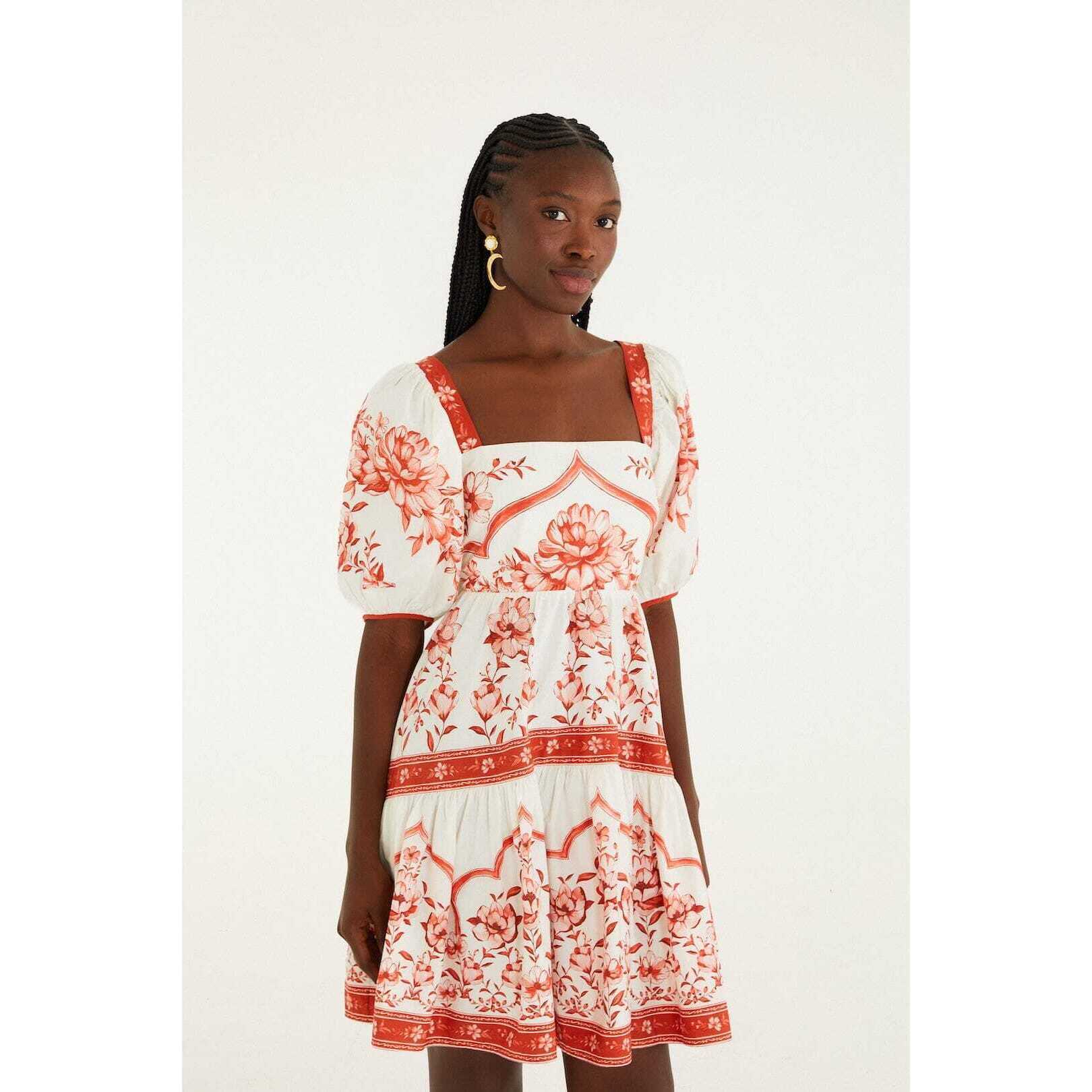 Nwt Farm Rio Red Porcelain Garden Mini Dress-Size L